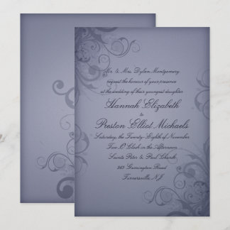 Winter Garden Metallic Blue Custom Winter Wedding Invitation