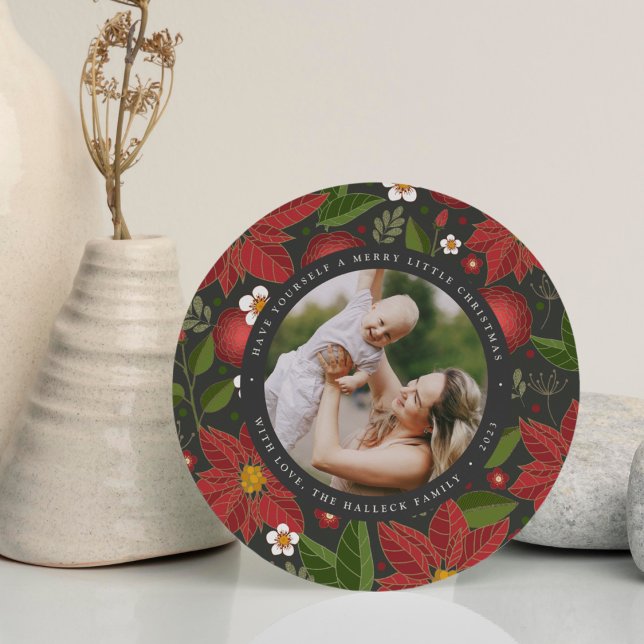 Winter Garden Round Holiday Photo Card (Creator Uploaded)