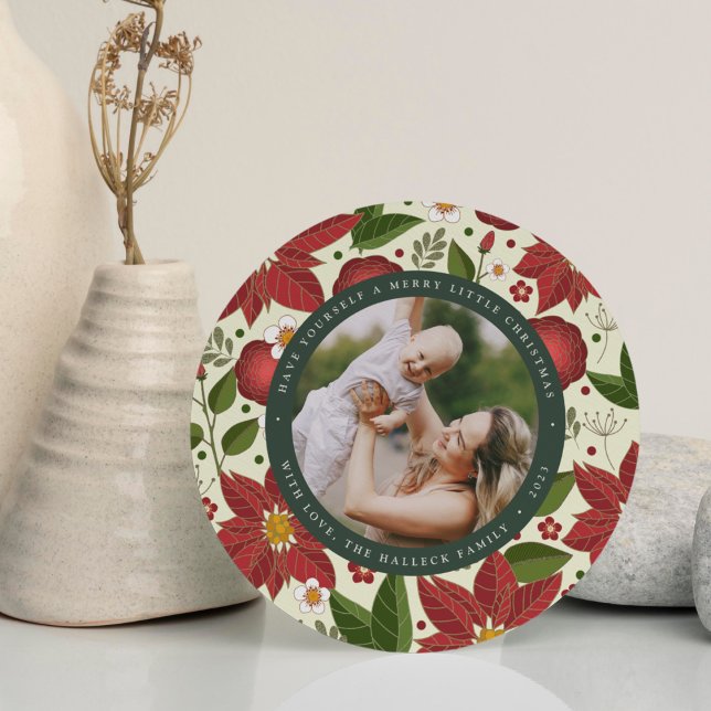 Winter Garden Round Holiday Photo Card (Creator Uploaded)