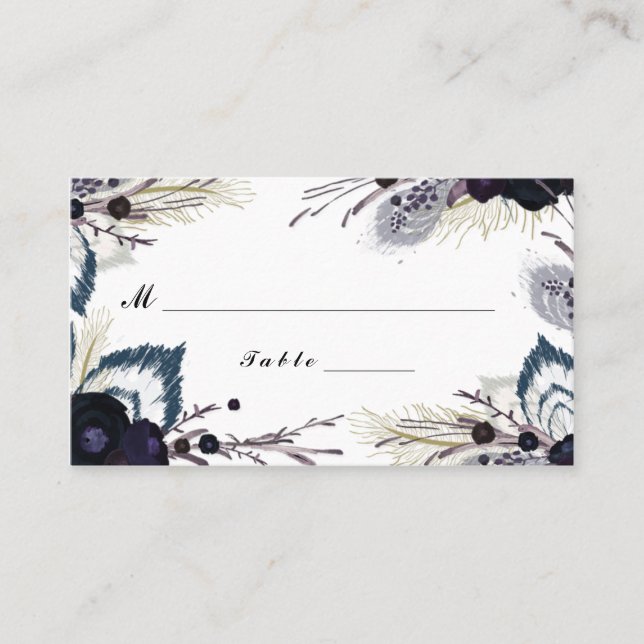 Winter Garden Wedding Escort Place Card (Front)
