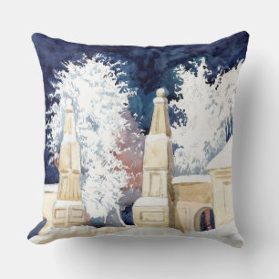 Winter gate at night (sketch) cushion