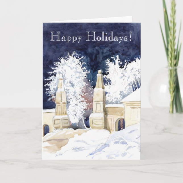 Winter gate at night (sketch) holiday card (Front)