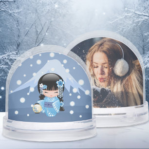 Winter Geisha Girl Custom Photo Snow Globe