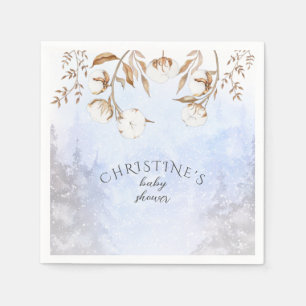 Winter Gender Neutral Cotton Flower Baby Shower Napkin