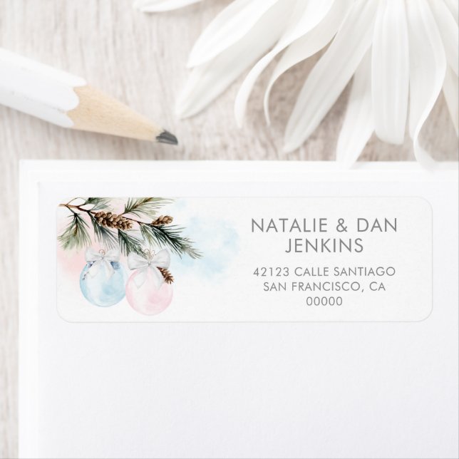 Winter Gender Reveal Baby Shower Address Labels (Insitu)