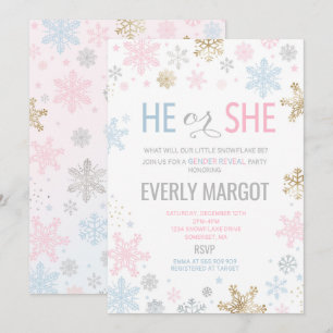 Winter Gender Reveal Baby Shower Invitation