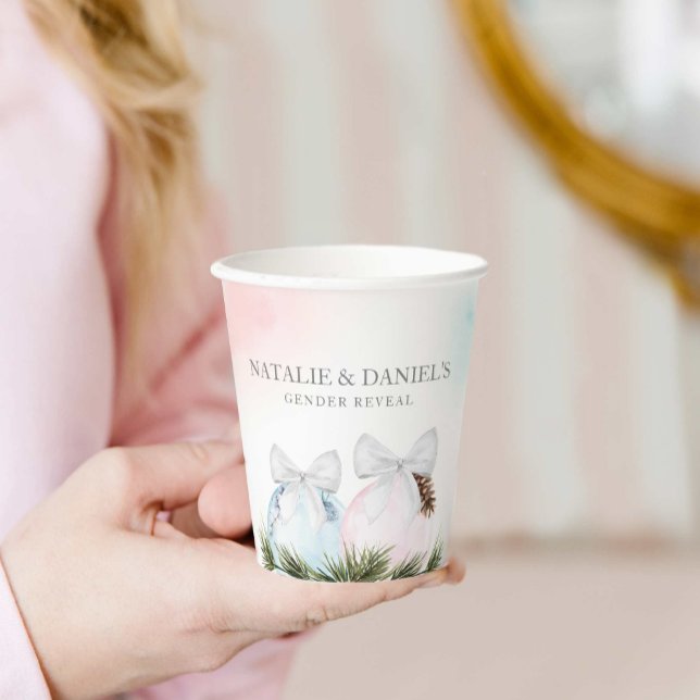 Winter Gender Reveal Baby Shower Paper Cups (Christmas Gender Reveal Baby Shower Paper Cups)