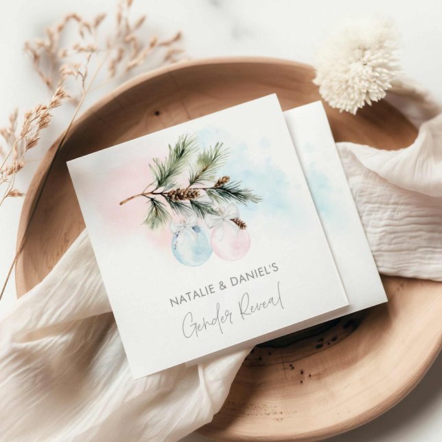 Winter Gender Reveal Baby Shower Party Napkin (Winter Gender Reveal Paper Napkins)
