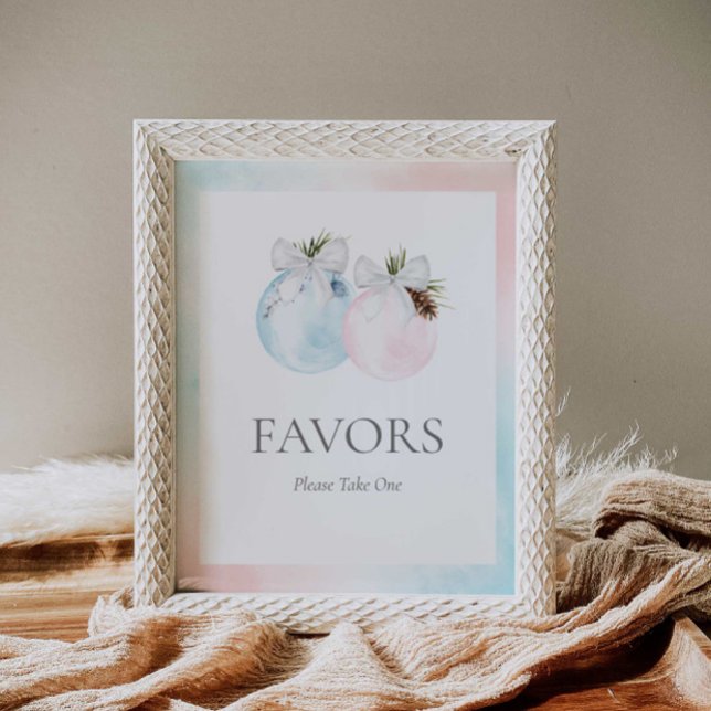 Winter Gender Reveal Baby Shower Sign (Christmas Gender Reveal Baby Shower Favors sign)