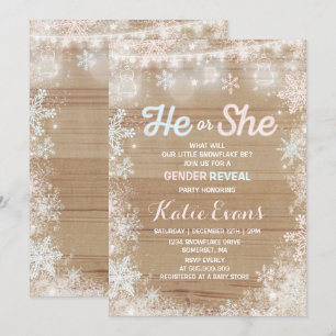 Winter Gender Reveal Invitation Rustic Reveal