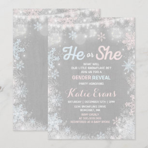 Winter Gender Reveal Invitation Rustic Reveal