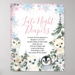 Winter Gender Reveal Late Night Diapers Sign