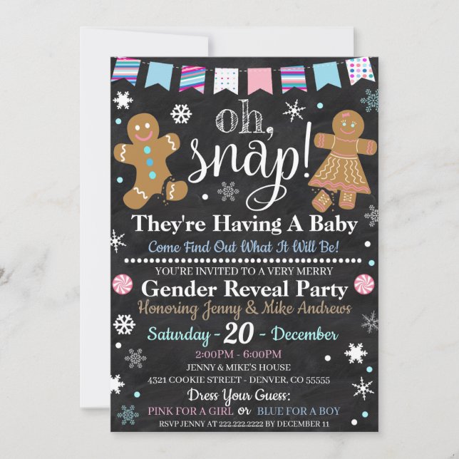 Winter Gender Reveal Party Invitation (Front)