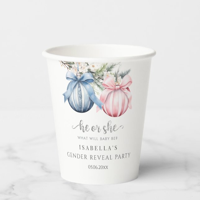 Winter Gender Reveal Party  Paper Cups (Front)