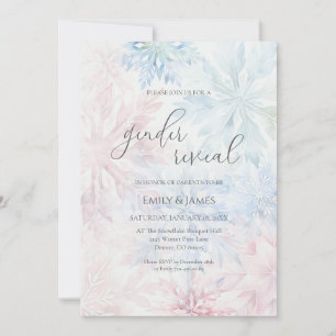 Winter Gender Reveal Party Pink Blue Snowflake Invitation
