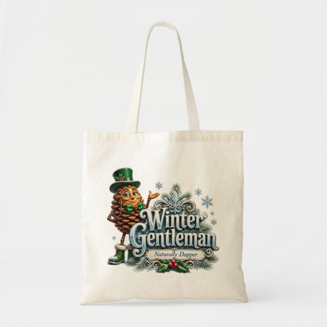 Winter Gentleman Dapper Pinecone Tote Bag (Front)