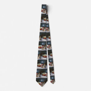 Winter German Shepherd Caravan Christmas Adventure Tie