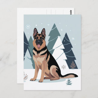 Winter German Shepherd  Postcard