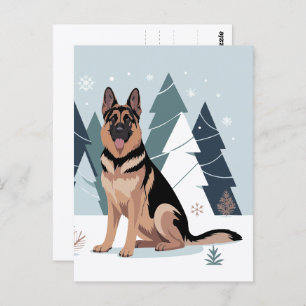 Winter German Shepherd  Postcard
