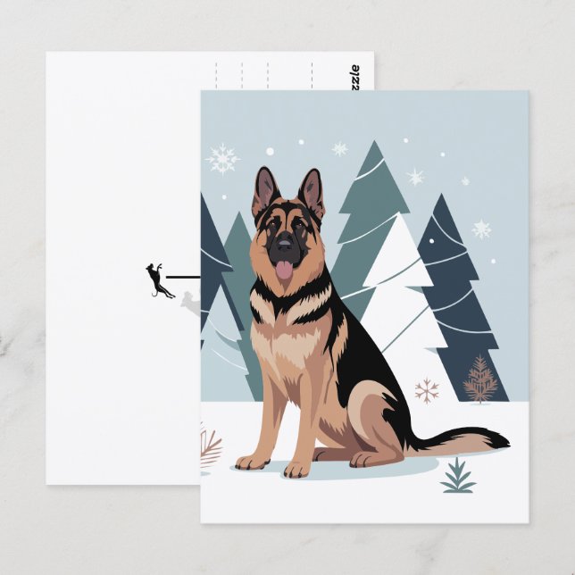Winter German Shepherd  Postcard (Front/Back)