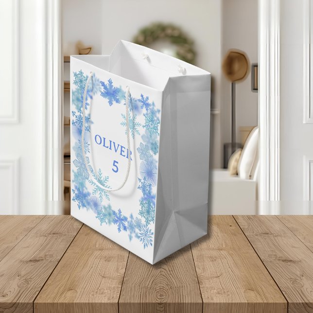 Winter Gift Bag, Minimalist Snowflake Present Bag  (Creator Uploaded)