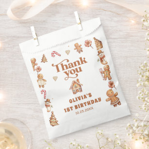 Winter Gingerbread Christmas Cookie Birthday Favour Bags