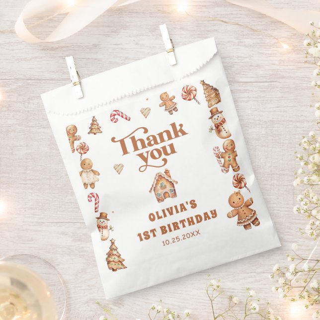 Winter Gingerbread Christmas Cookie Birthday Favour Bags (Clipped)