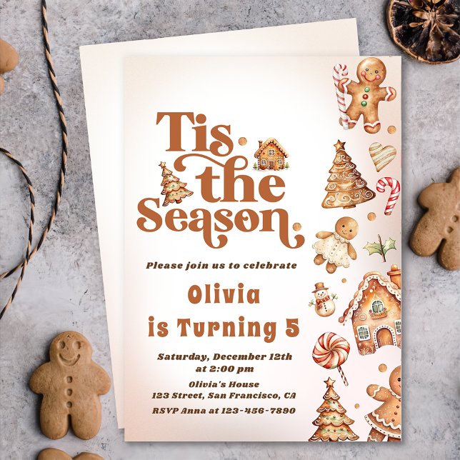 Winter Gingerbread Christmas Cookie Birthday Party Invitation (Creator Uploaded)