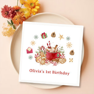 Winter Gingerbread Christmas Cookies Birthday Napkin