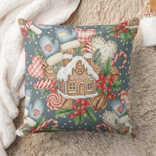 Winter Gingerbread Cottage - Mittens Cushion