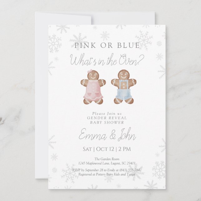 Winter Gingerbread Gender Reveal Invitation (Front)