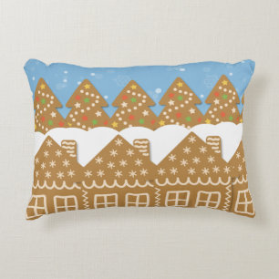 Winter Gingerbread Street Decorative Cushion
