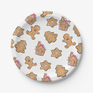 Winter gingerbread sweet treat holiday  paper plate