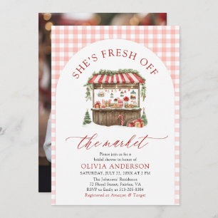 Winter Gingham Fresh Off The Market Bridal Shower Invitation