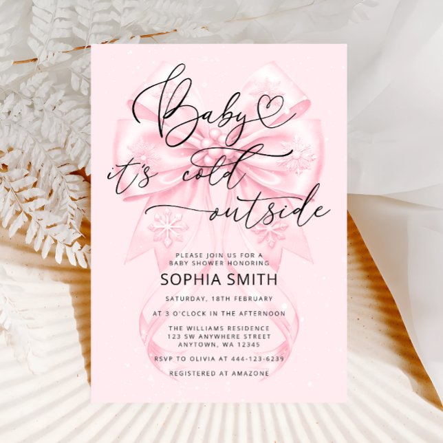 Winter Girl Baby Shower Baby It's Cold Outside Invitation (Creator Uploaded)