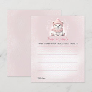 Winter Girl Baby Shower Bear Time Capsule Card