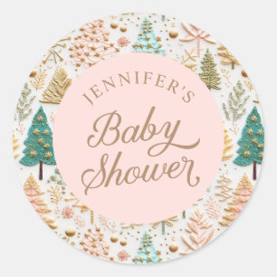 Winter Girl Baby Shower Classic Round Sticker