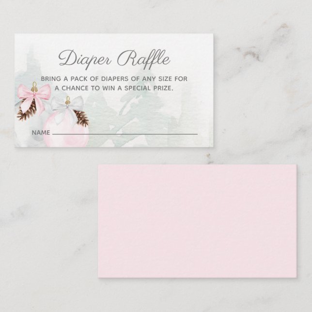 Winter Girl Baby Shower Diaper Raffle Enclosure Card (Front/Back)