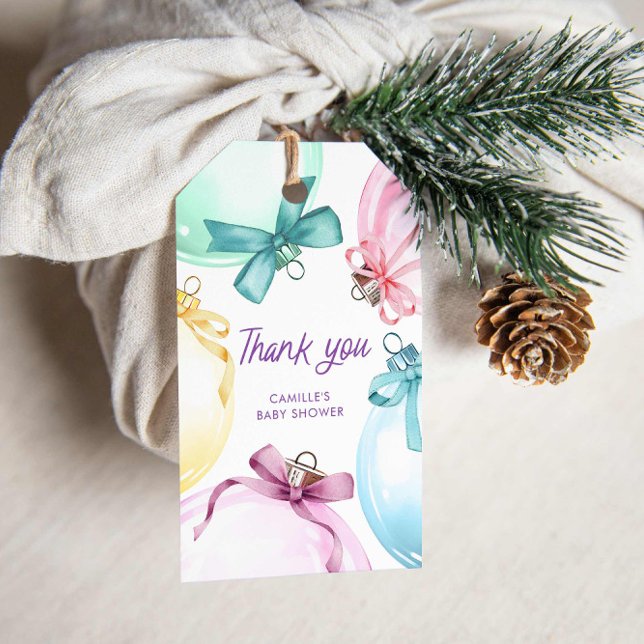 Winter Girl Baby Shower Gift Tags (Winter Colorful Baby Shower Thank you tags)