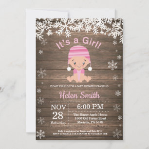 Winter Girl Baby Shower Snowflake Invitation