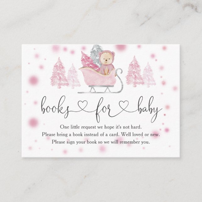 Winter Girl Bear Books For Baby Enclosure Card (Front)