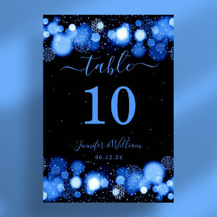 Winter Glam Xmas Holiday Wedding Blue Table Number