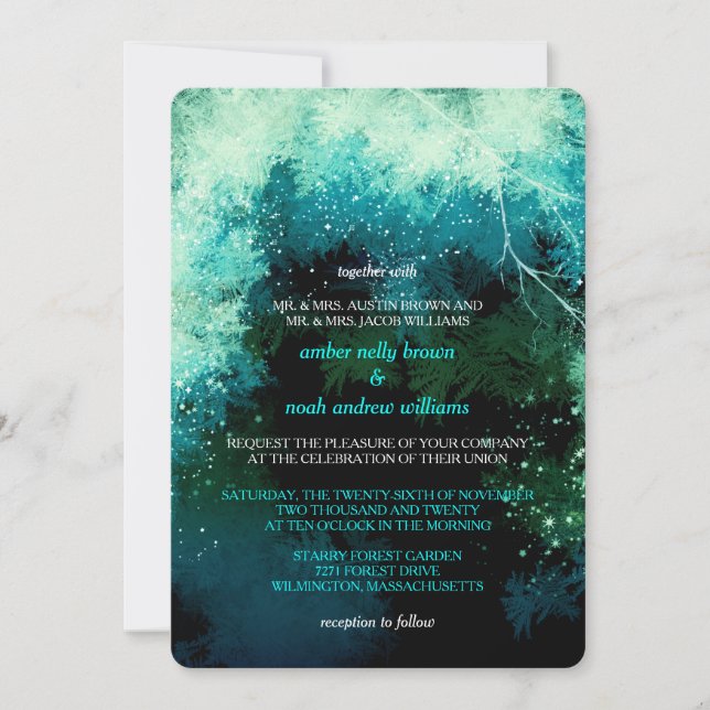 Winter Glitters Mystic Forest Wedding Invitation (Front)