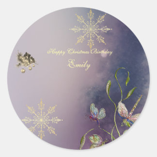 Winter Glow Birthday Round stickers