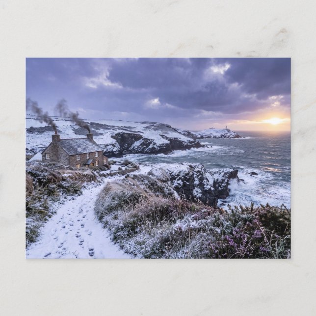 Winter Glow on the Cornish Coast Postcard (Front)