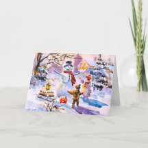 Winter Glow Watercolor Greeting Card