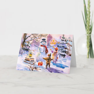 Winter Glow Watercolor Greeting Card