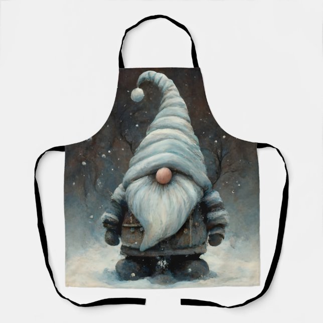 Winter Gnome in a Snowy Forest Apron (Front)