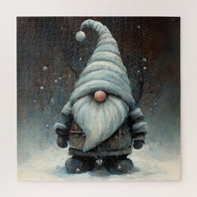 Winter Gnome in a Snowy Forest Jigsaw Puzzle (Vertical)