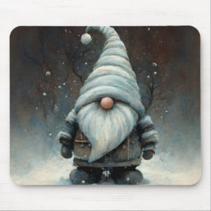 Winter Gnome in a Snowy Forest Mouse Mat